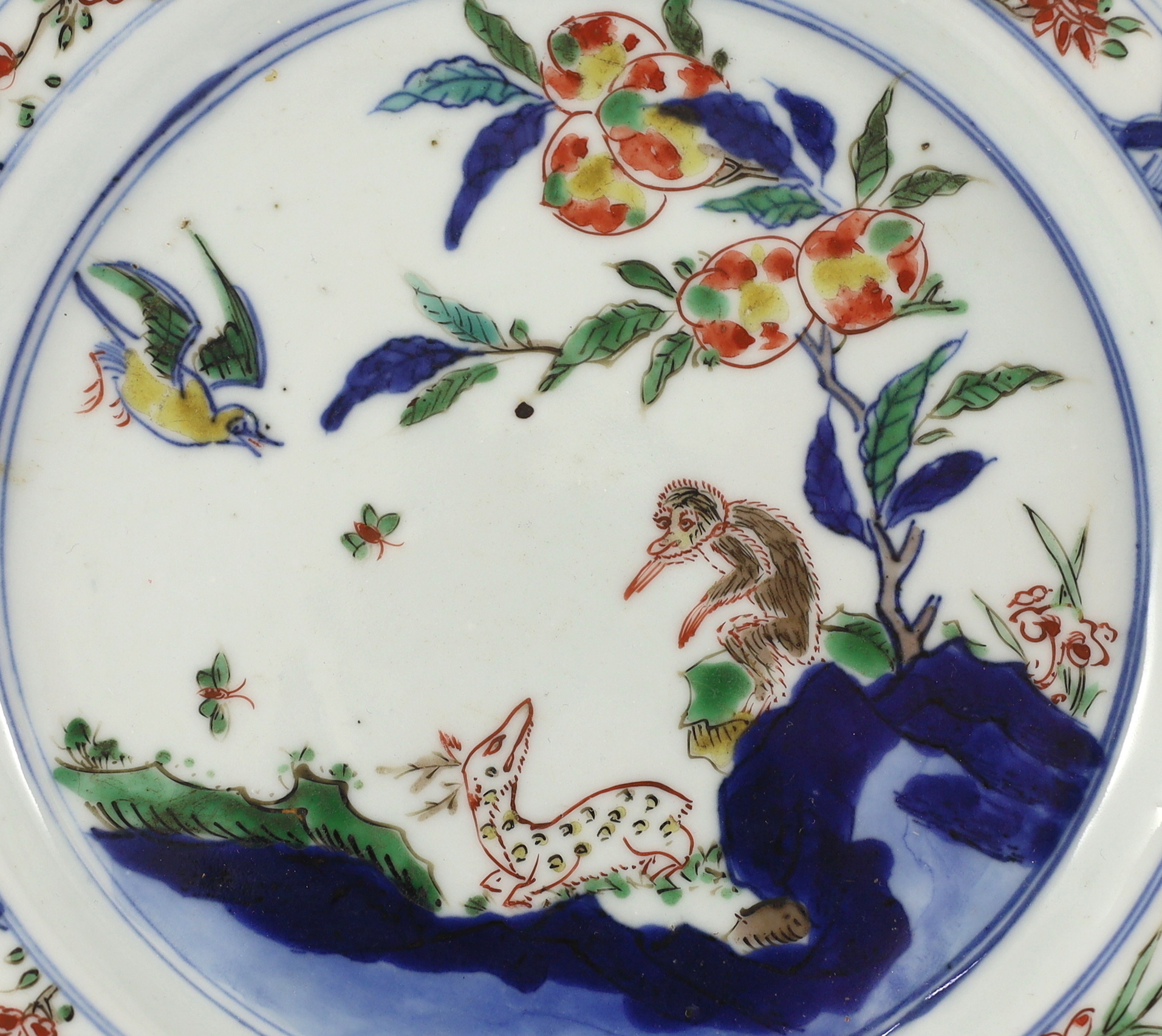 A Chinese Ming wucai porcelain Kaiseki dish, Chongzhen period c.1635, made for the Japanese market